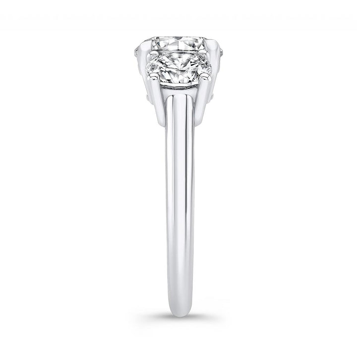 Three Stone Engagement Ring Mounting in 18K White Gold