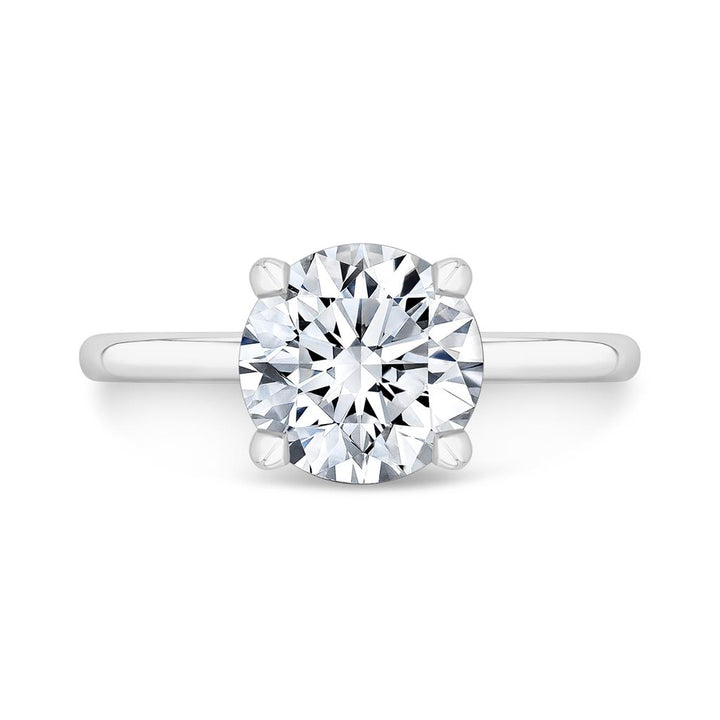 Classic Four Prong Semi-Mount Solitaire Diamond 18K White Gold Engagement Ring