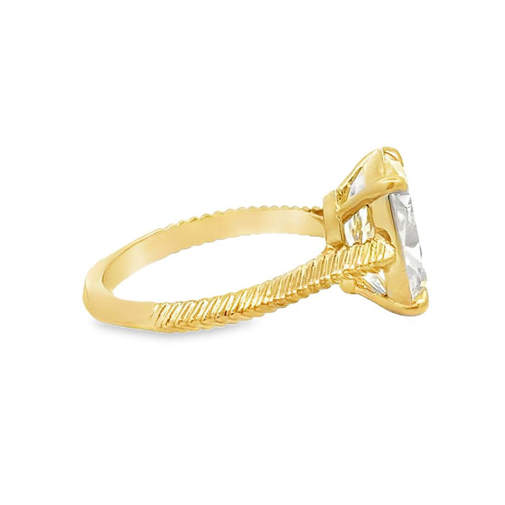 5.32 CT Diamond 18K Yellow Gold Elongated Cushion Cut Engagement Ring