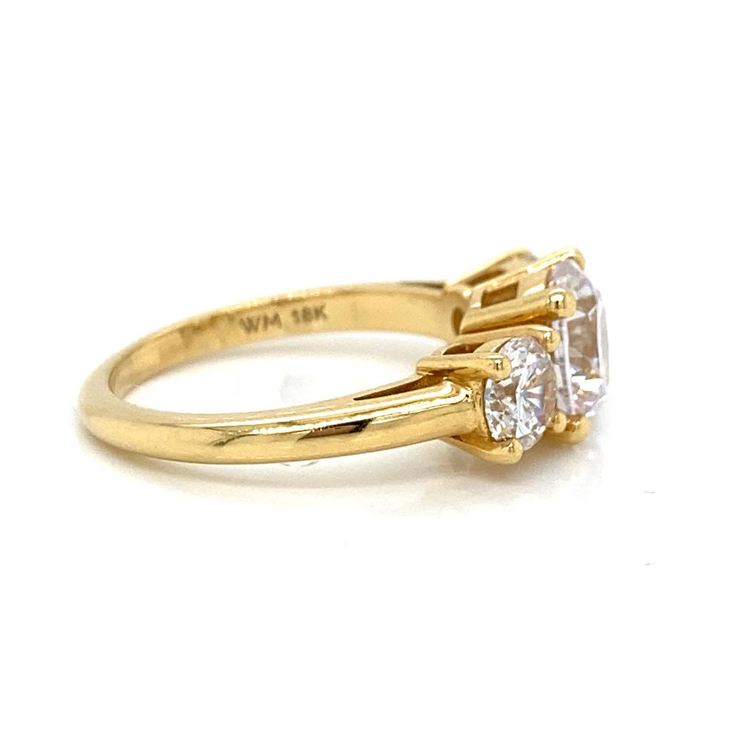 Three Stone Semi-Mount Diamond 18K Yellow Gold Engagement Ring
