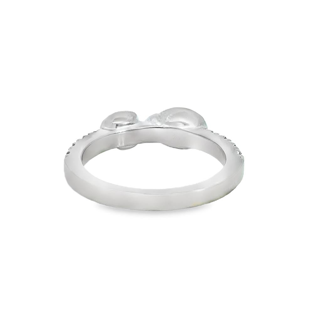 0.06 CTW Diamond Heart & Enamel Ladybug Ring in 18K White Gold with Pink Sapphires