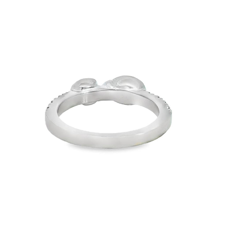 0.06 CTW Diamond Heart & Enamel Ladybug Ring in 18K White Gold with Pink Sapphires