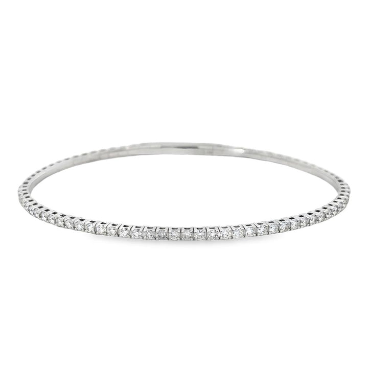 0.92 CTW Flexible Diamond Bangle Bracelet, 14K White Gold
