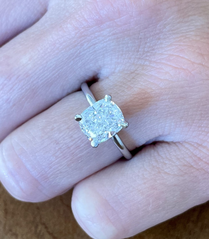 Hidden Halo Semi-Mount Diamond Platinum Engagement Ring