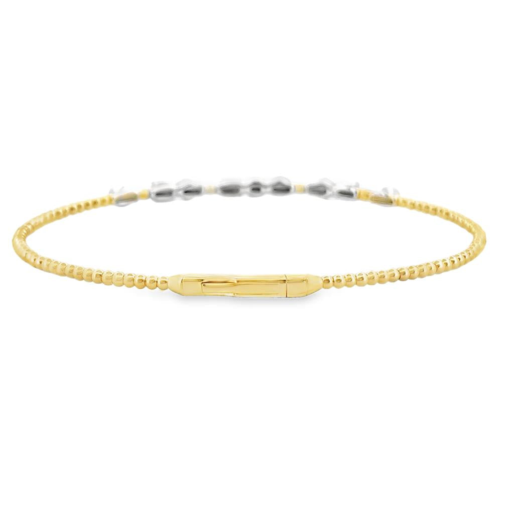 0.46 CTW Two-Tone Flexible Beaded Diamond Bangle Bracelet