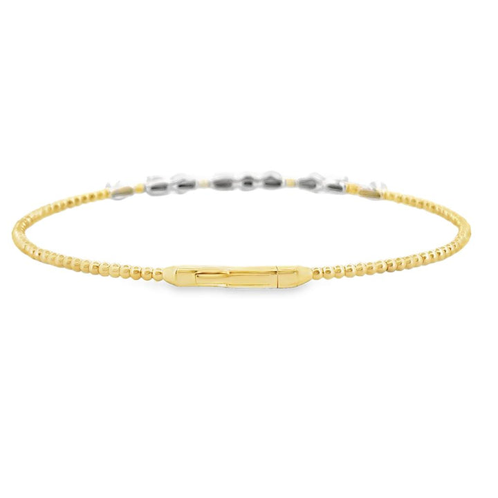 0.46 CTW Two-Tone Flexible Beaded Diamond Bangle Bracelet