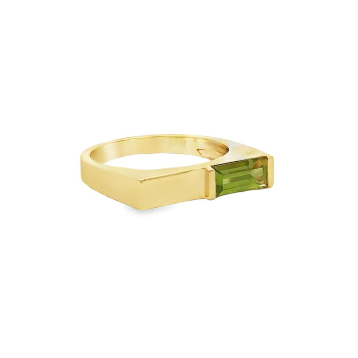 Pre-Owned Geometric Peridot 14K Yellow Gold Band Ring