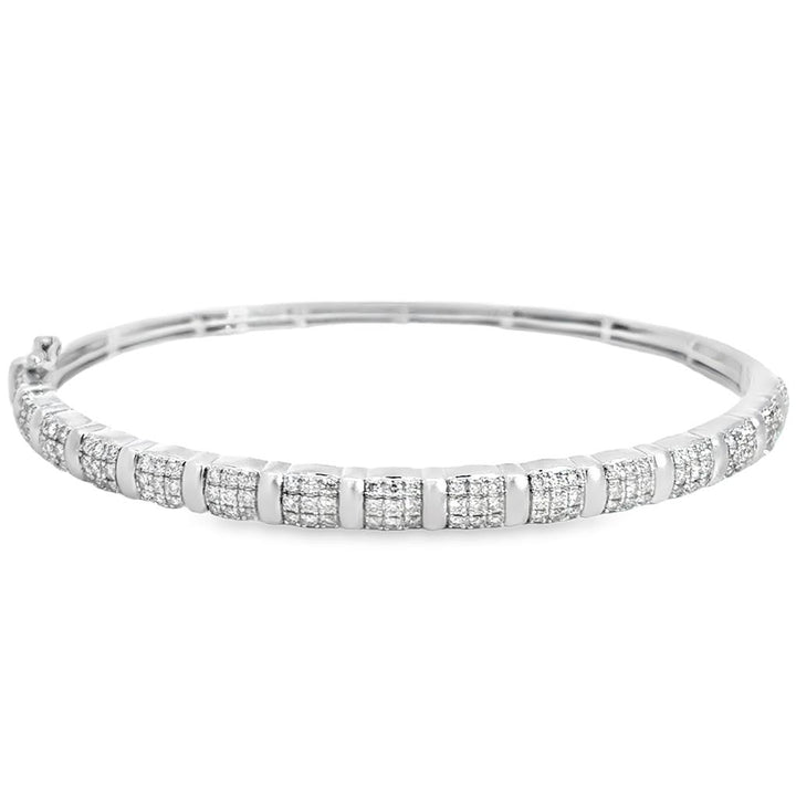 1.00 CTW Fancy Diamond Bangle Bracelet in 14K White Gold