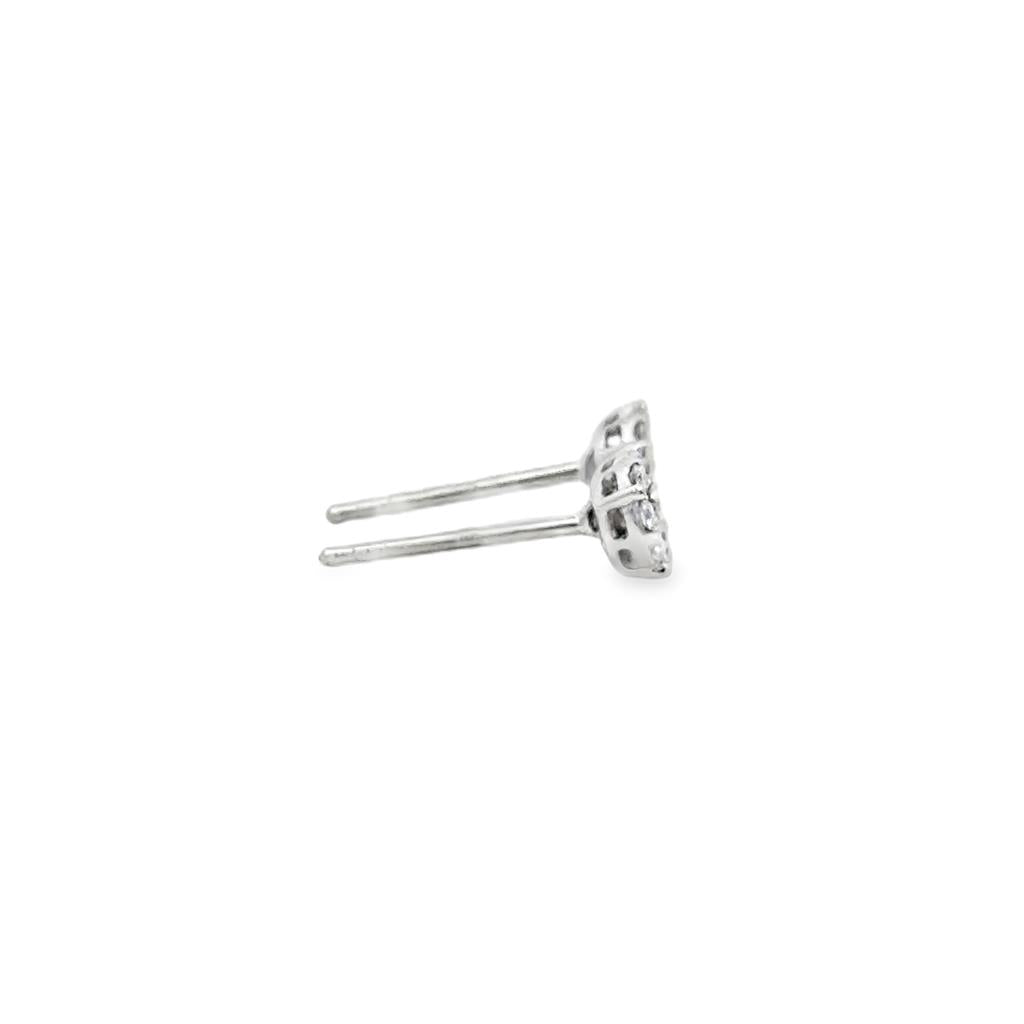 0.21 CTW Diamond Mosaic Halo Stud Earrings 18K White Gold