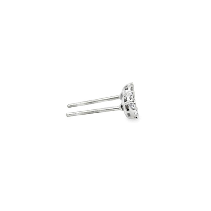 0.21 CTW Diamond Mosaic Halo Stud Earrings 18K White Gold