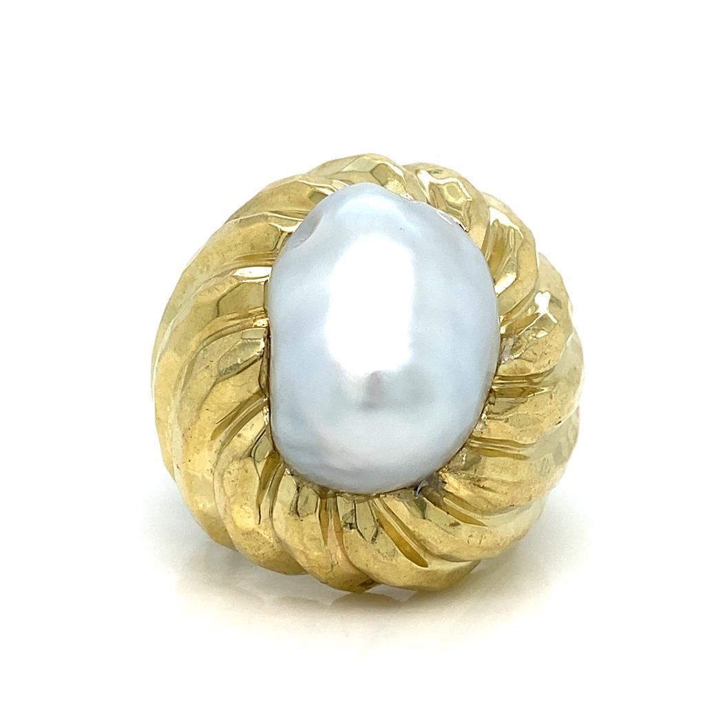 Henry Dunay Baroque Pearl 18K Yellow Gold Ring