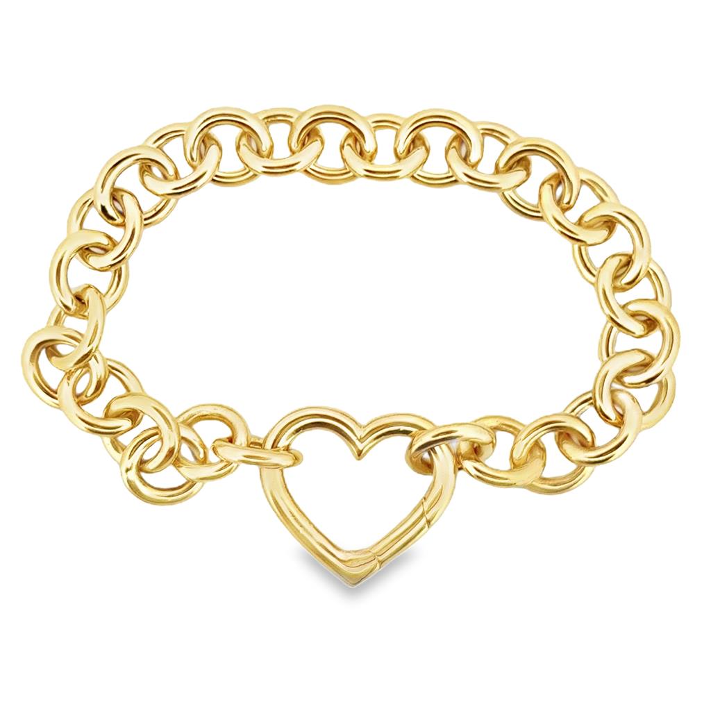 Tiffany & Co. 18K Yellow Gold Open Heart Charm Bracelet
