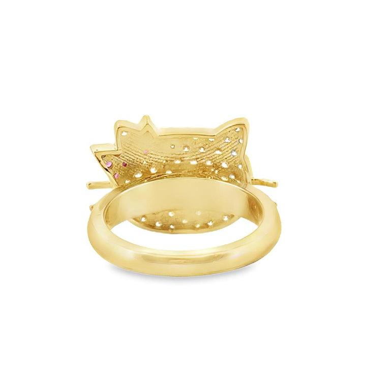 0.50 CTW Diamond & Ruby Hello Kitty Ring in 14K Yellow Gold