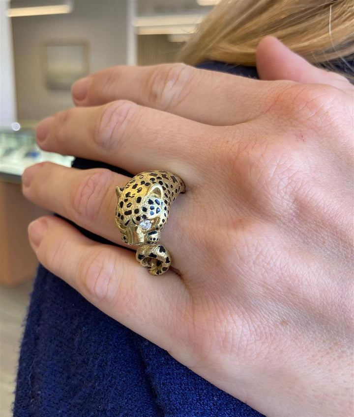 Sal Praschnik Enamel Cheetah Ring