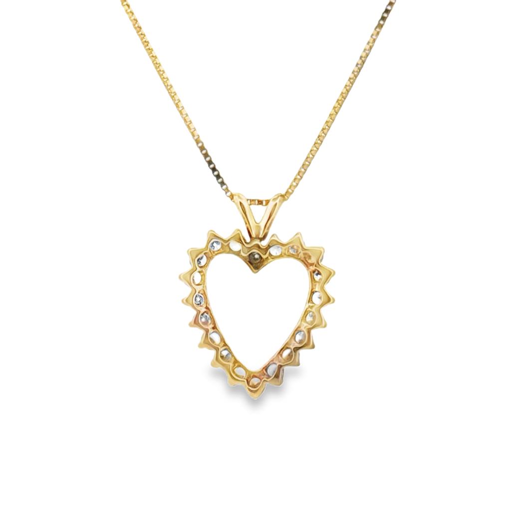 0.60 CTW Diamond Heart Pendant Necklace in 14K Yellow Gold