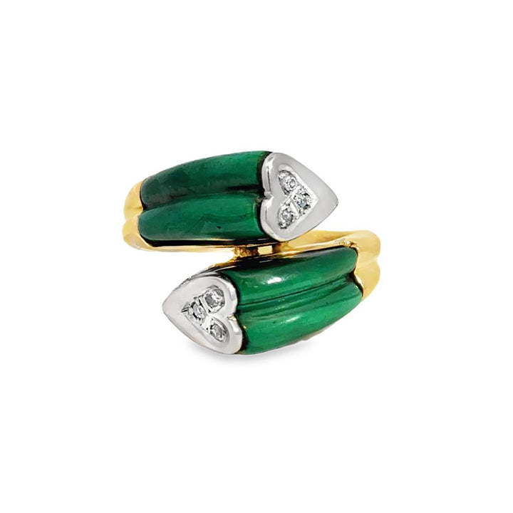 Malachite Heart & 0.06 CTW Diamond 14K Yellow Gold Ring