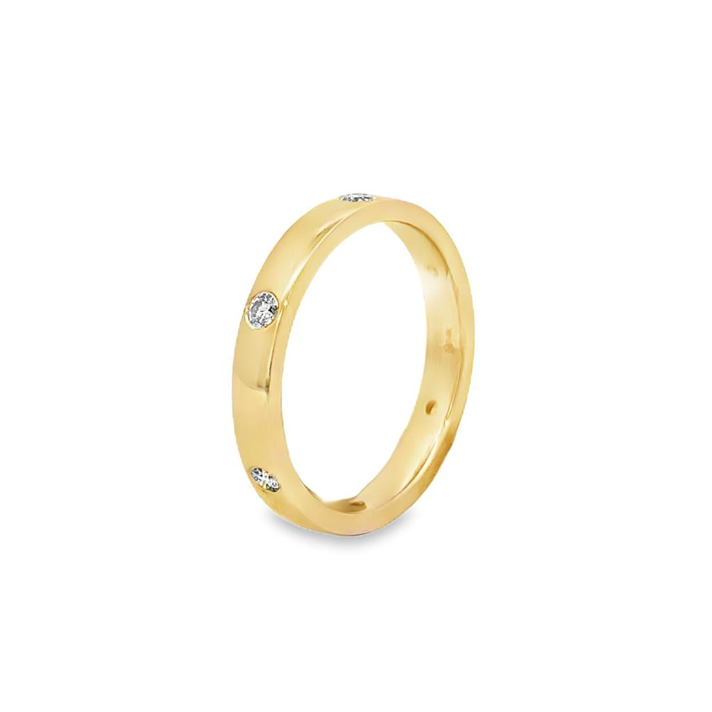0.21 CTW Diamond 14K Yellow Gold Band – 3mm Wide