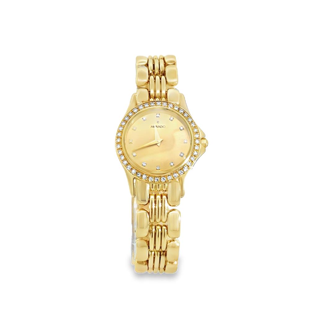0.40 CTW Diamond Bezel Ladies Movado 14K Yellow Gold Watch