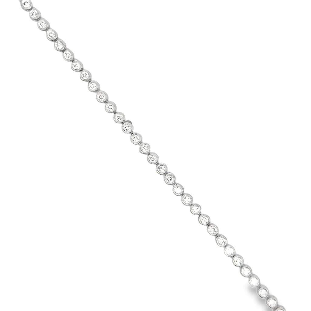1.08CTW Diamond Tennis Bracelet – 7 3/4" | 14K White Gold | Bezel Set