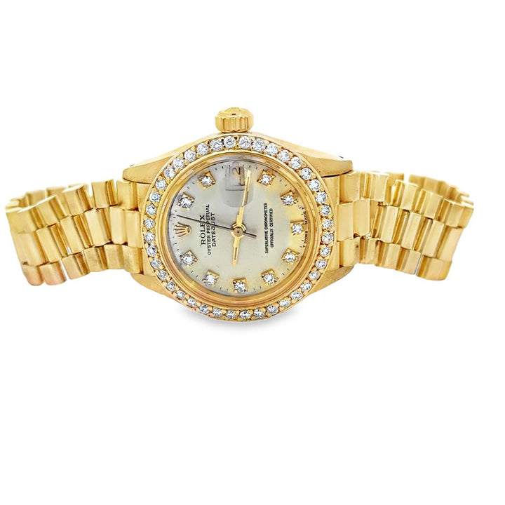 1979 Ladies Rolex President 18K Yellow Gold Model 6916 with Custom Diamond Bezel & Dial