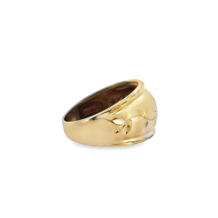 10K Yellow Gold 13mm Dome Vine Design Ring – Size 8