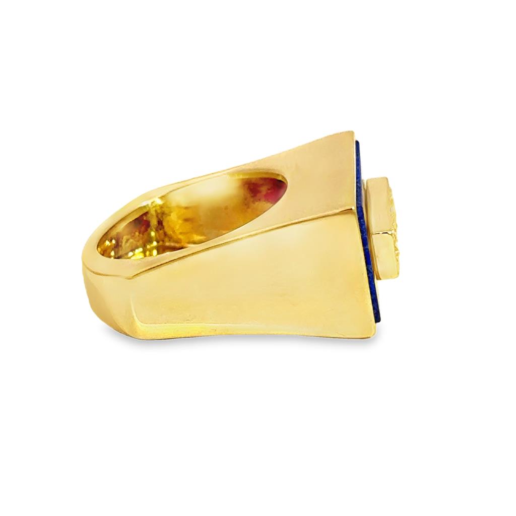 0.32 CTW Diamond & Lapis 14K Yellow Gold Men’s Square Ring