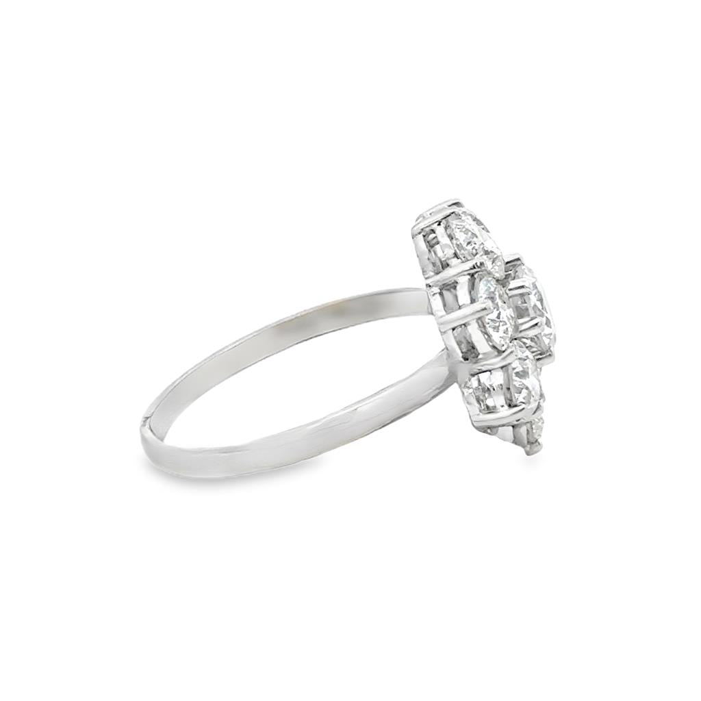 3.12 CTW Diamond Platinum Gold Flower Cluster Ring