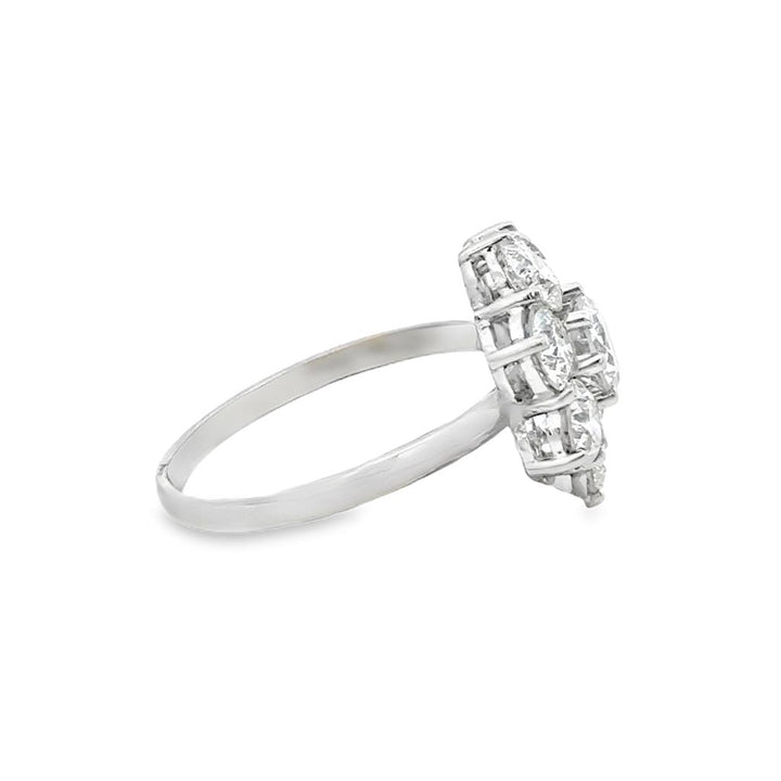 3.12 CTW Diamond Platinum Gold Flower Cluster Ring