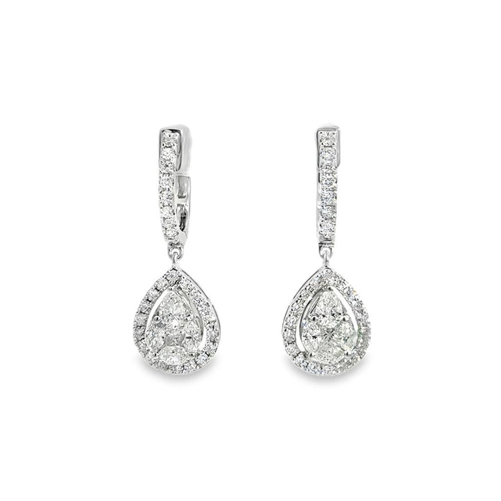 1.35 CTW Diamond 14K White Gold Drop Earrings