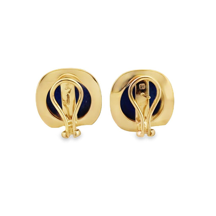 Lapis 14K Yellow Gold Stud Earrings – 18.5mm with Leverback Closure