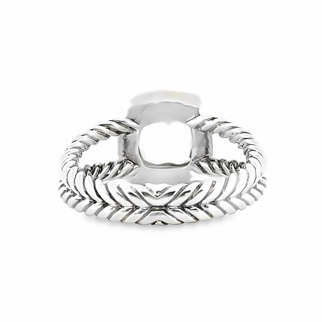 Pre- Owned David Yurman Petite Albion Ring with Prasiolite and Diamonds in Sterling Silver