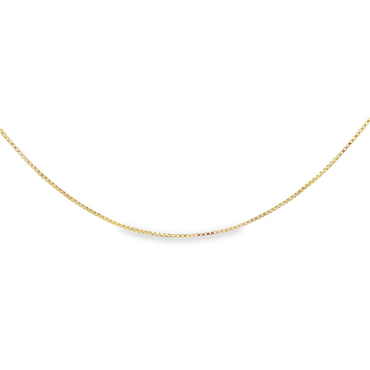 14K Yellow Gold Micro Box Chain Necklace – 0.65mm, 18"