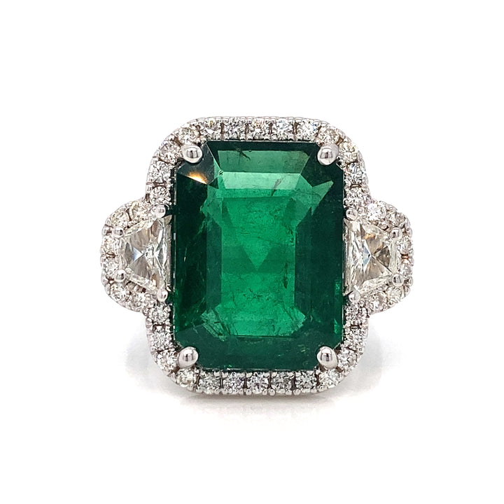 9.96 CT Emerald & 1.42 CTW Diamond 18K White Gold Ring