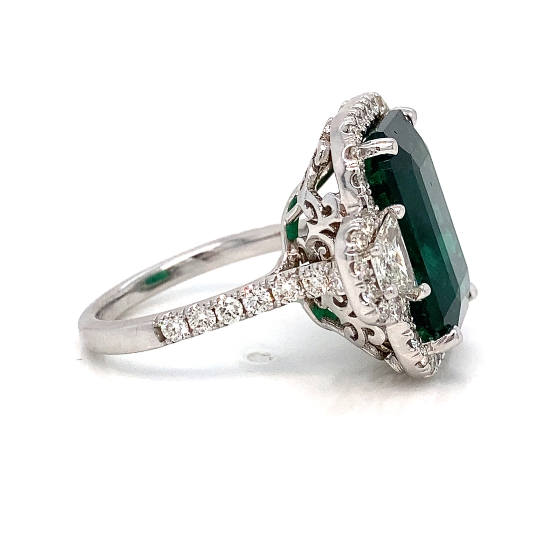 9.96 CT Emerald & 1.42 CTW Diamond 18K White Gold Ring