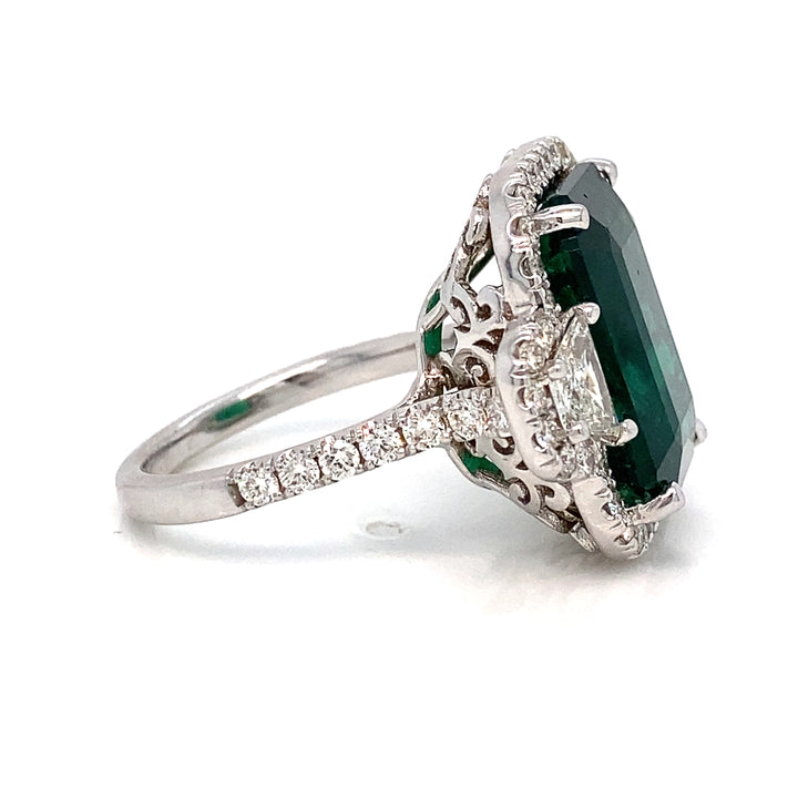 9.96 CT Emerald & 1.42 CTW Diamond 18K White Gold Ring