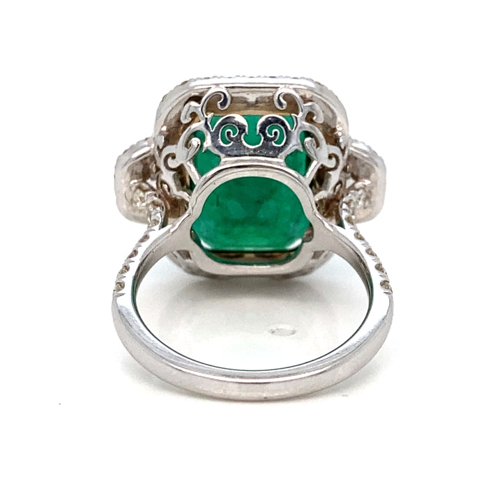 9.96 CT Emerald & 1.42 CTW Diamond 18K White Gold Ring