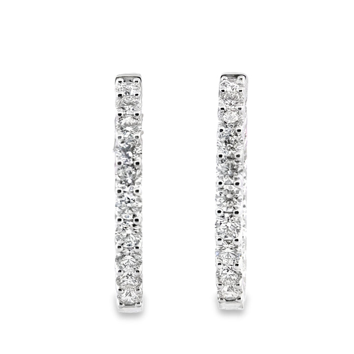 9.95 CTW Inside Out Round Brilliant Diamond Hoop Earrings in 14K White Gold
