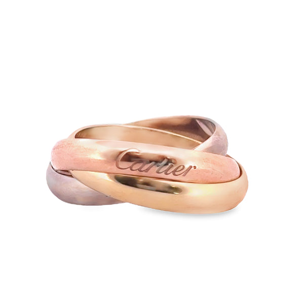 Vintage Cartier Trinity Rolling Ring in 18K White, Rose, and Yellow Gold, 3.5mm Wide