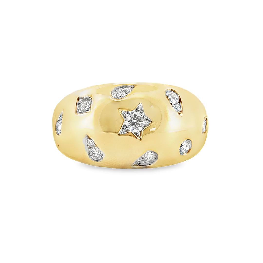 0.43 CTW Diamond Star Dome Ring in 14K Yellow Gold