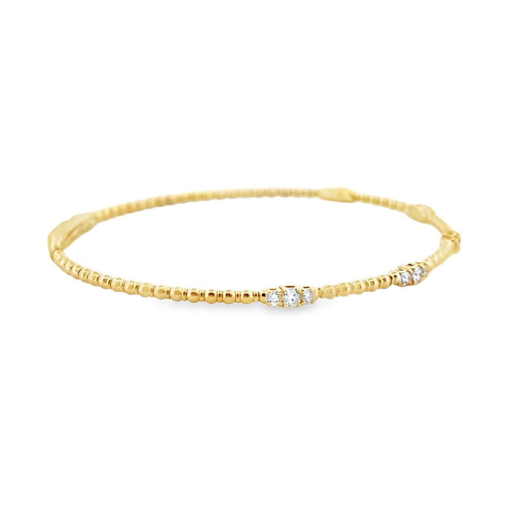 0.35 CTW Diamond Beaded Gold Flexible Bangle Bracelet