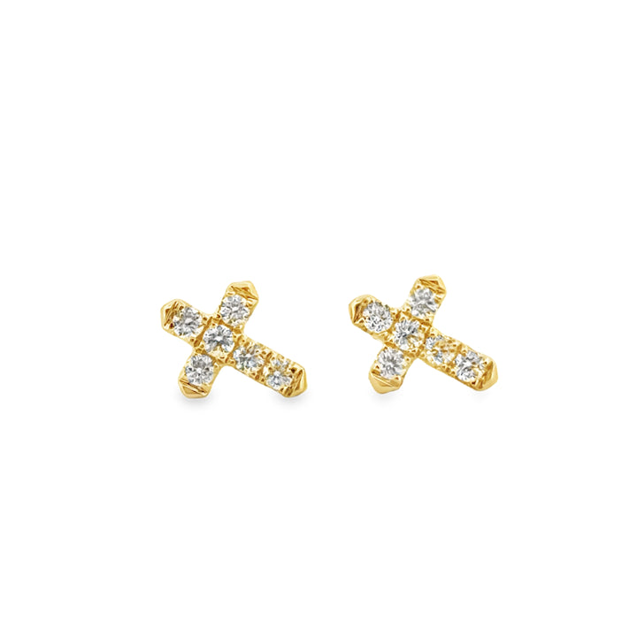 0.26 CTW Diamond Cross Earrings, 14K Yellow Gold