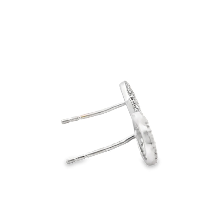 0.44 CTW Pavé Diamond Oval Stud Earrings in 14K White Gold