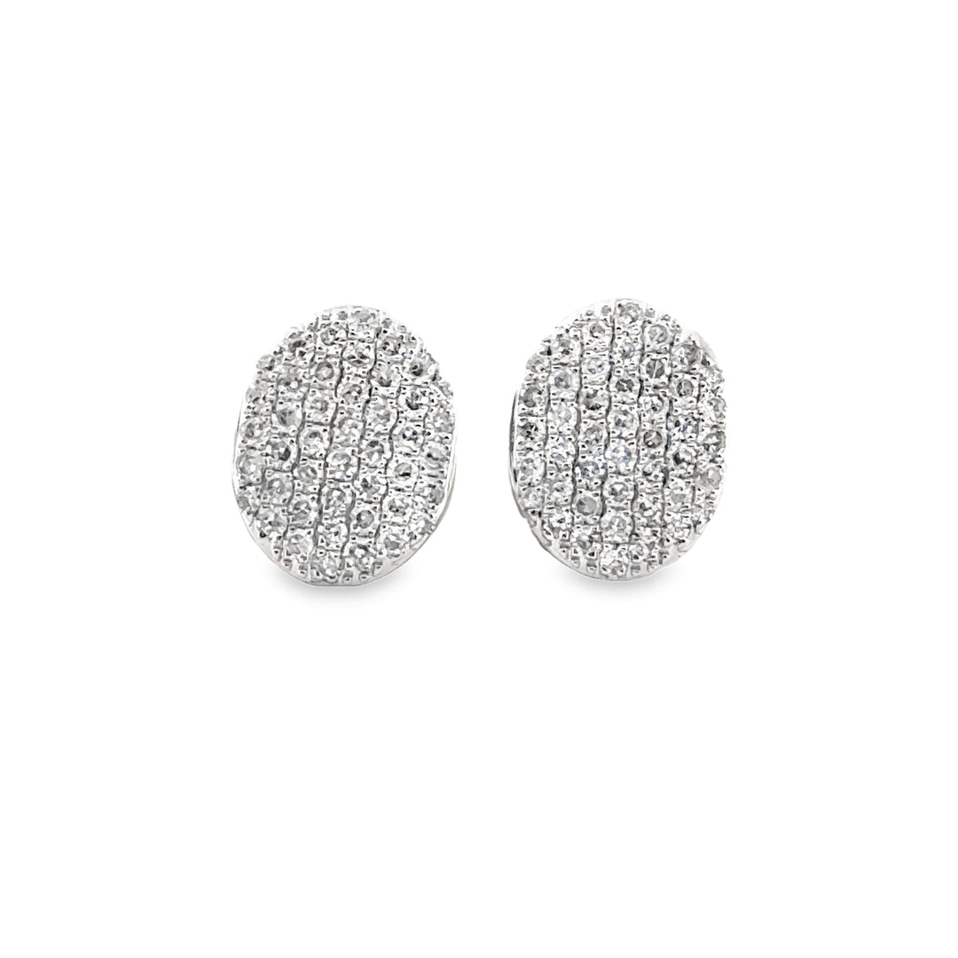 0.44 CTW Pavé Diamond Oval Stud Earrings in 14K White Gold