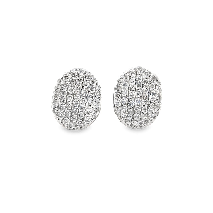 0.44 CTW Pavé Diamond Oval Stud Earrings in 14K White Gold