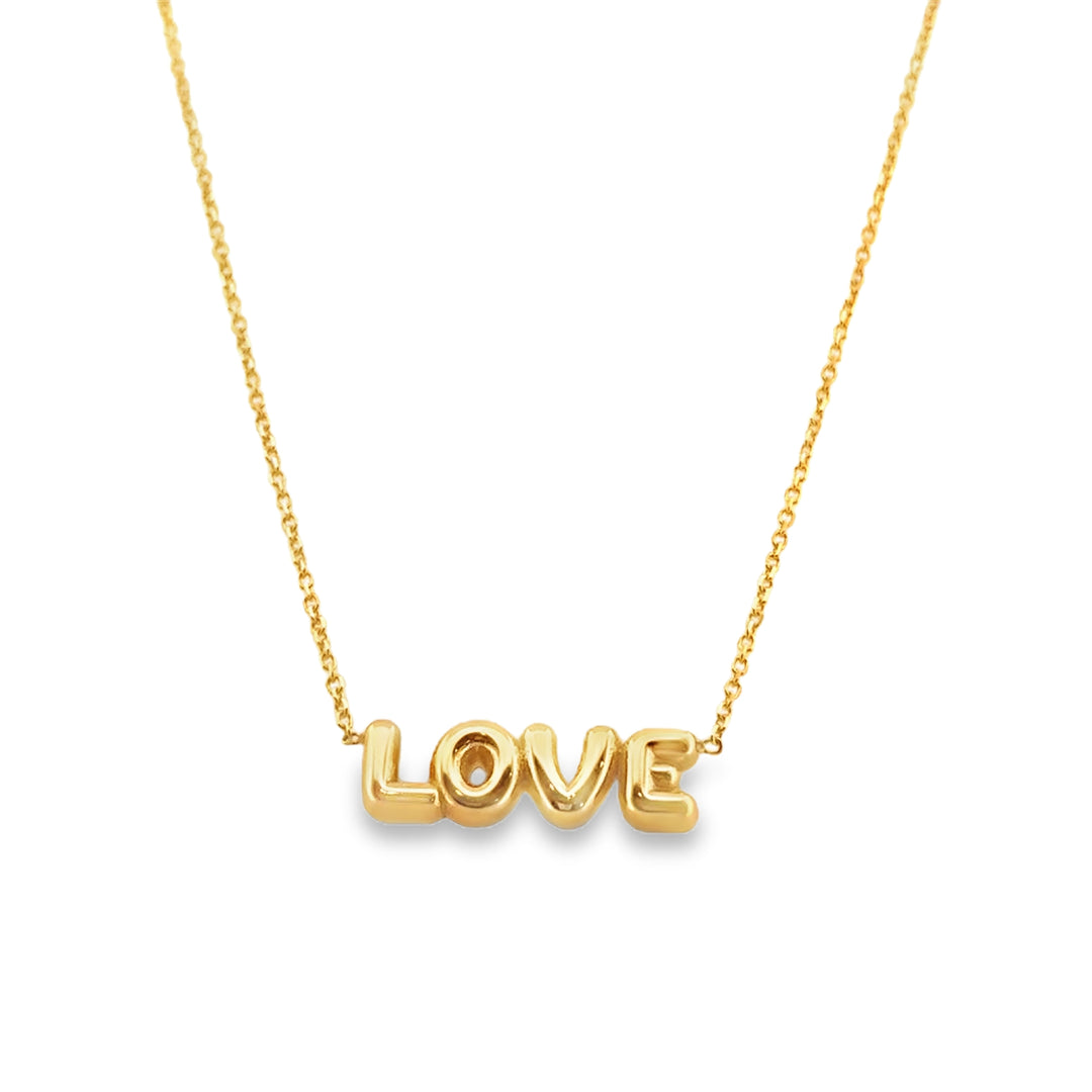 14K Yellow Gold “LOVE” Puff Letter Necklace