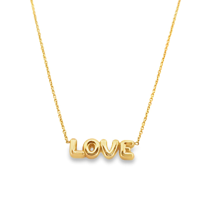 14K Yellow Gold “LOVE” Puff Letter Necklace