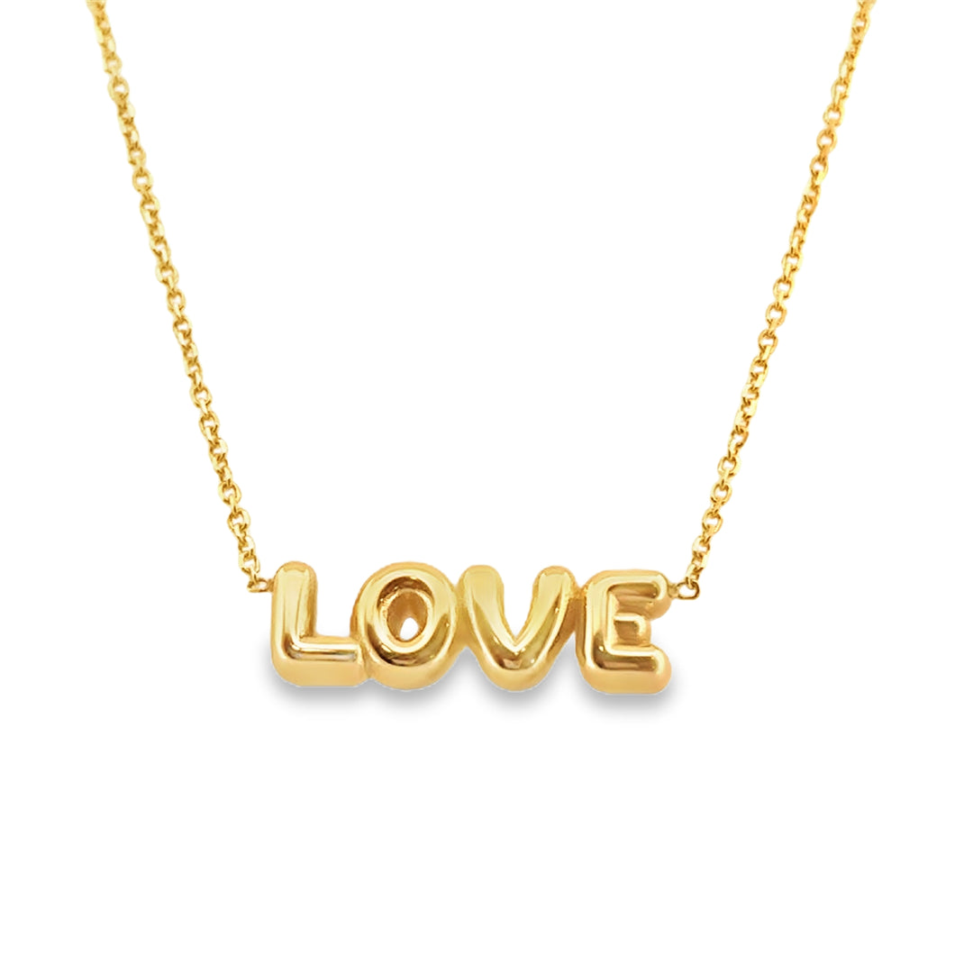 14K Yellow Gold “LOVE” Puff Letter Necklace