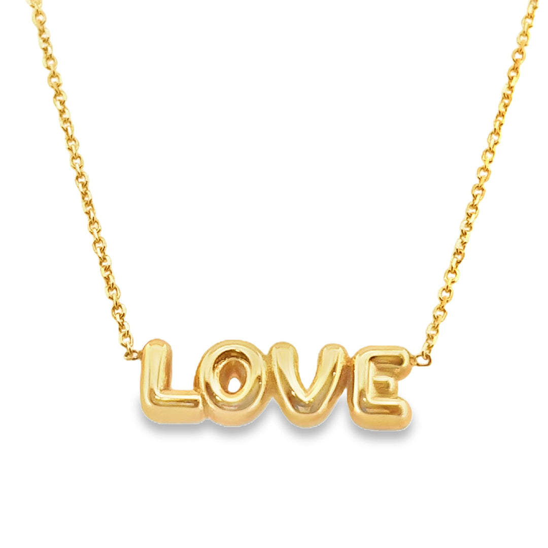 14K Yellow Gold “LOVE” Puff Letter Necklace