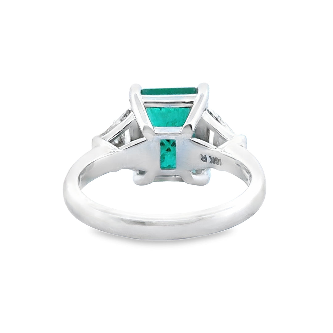 4.00 CT Emerald &amp; 0.80 CTW Diamond 18K White Gold Ring