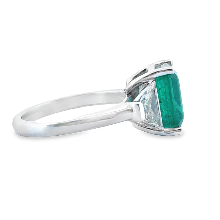4.00 CT Emerald &amp; 0.80 CTW Diamond 18K White Gold Ring